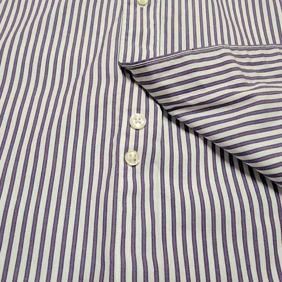 Brooks Brothers Est. 1818 SLIM Purple White Stripe Straight Collar 17-35 - Picture 4 of 7